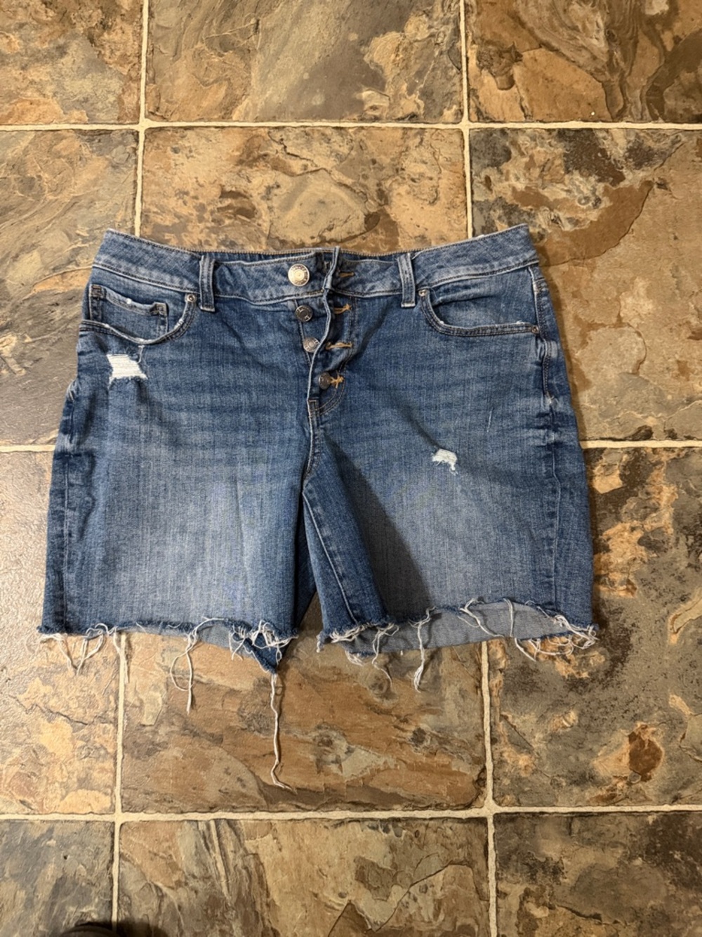 Maurices Medium Blue Distressed Jean Shorts